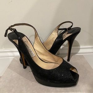 Black sparkly peep toe